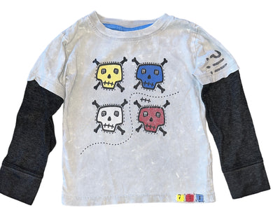 Mish Boys skull and crossbones graphic thermal sleeve tee 3T