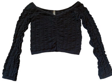 Anthropologie women’s off the shoulder seamless smocked crop top S/M