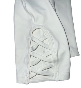 Dori Creations criss cross cutout ankle cropped leggings in white 12-14