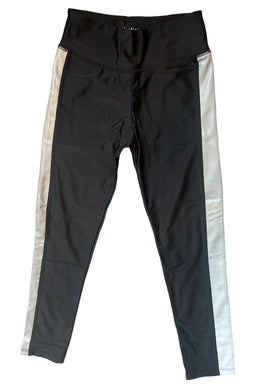 Katie J NYC tween girls black and silver shiny panel leggings L(12)