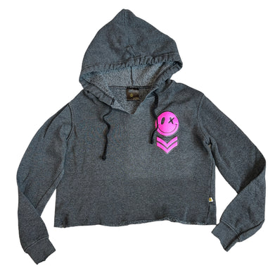 Love Junkie big girls textured happy face cropped hoodie sweatshirt XL(16)