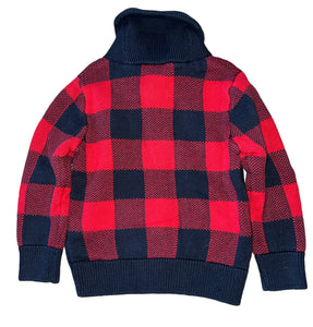 Gap baby toddler boy Buffalo check plaid shawl collar sweater 4T