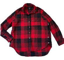 Madewell women’s side button oversized Ex-Boyfriend flannel shirt XS