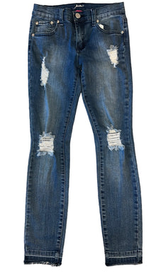 Pinc girls released hem distressed skinny jeans 12