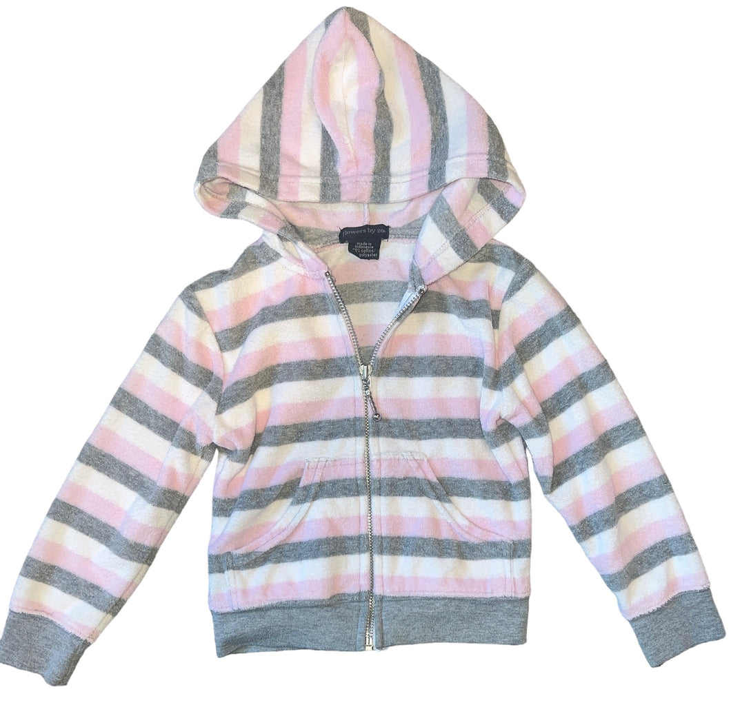 Flowers By Zoe toddler girls terry cloth striped zip up hoodie 2T