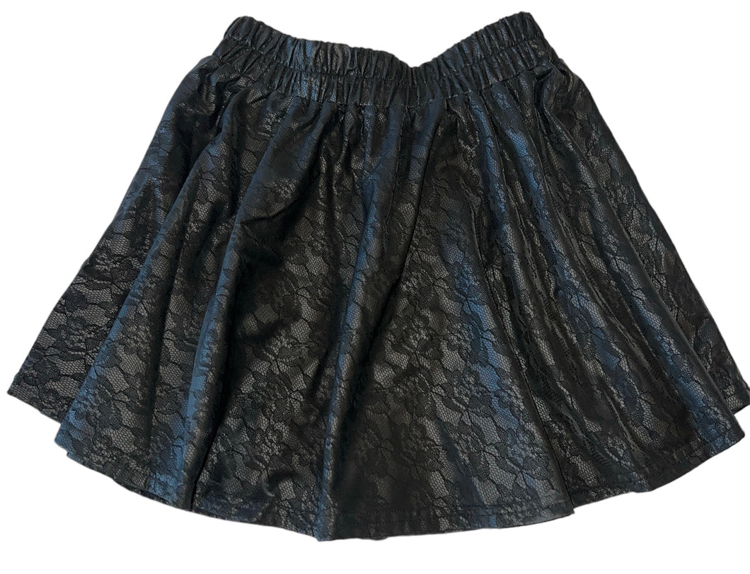 Kidpik girls printed lace faux leather mini skirt XS(5/6)