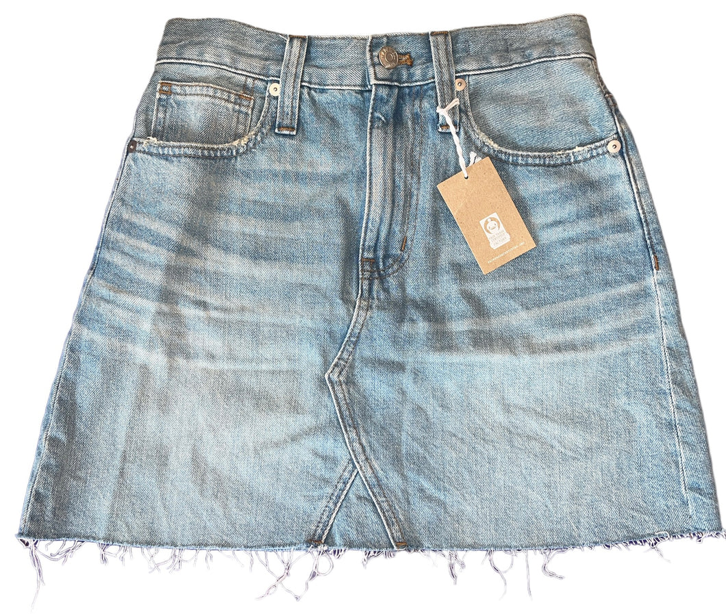 Madewell women’s rigid denim A-line mini skirt 24 NEW