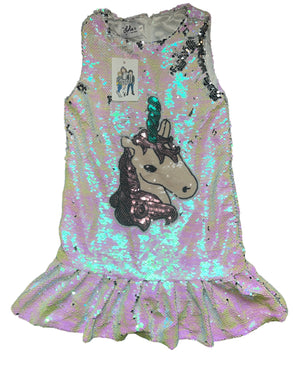 Lola & The Boys girls flip sequin unicorn tank dress size 6 NEW