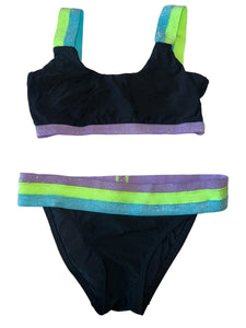 Pily Q girls 2pc sporty shimmer banded bikini 10