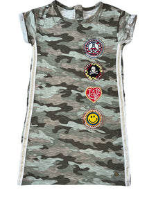 Butter Supersoft girls camouflage embroidered patches t-shirt dress S(7)