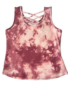 Love Glam Girl criss cross cut-out tie dye tank top S(6-7)