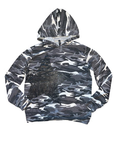 Revelation girls camouflage distressed star graphic pullover hoodie M(10-12)