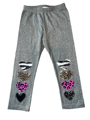 Random Hearts toddler girls heart patch leggings 3T