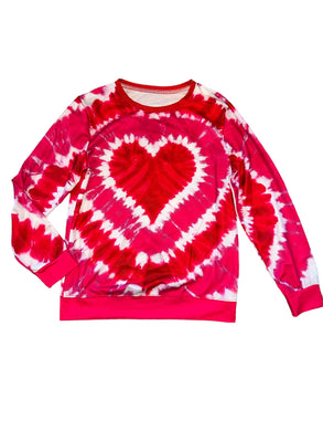 Women’s tie dye heart oversized pullover long sleeve  top S