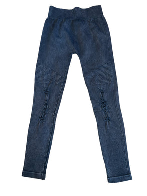 Malibu Sugar girls knit distressed moto leggings ONE SIZE(7-14)