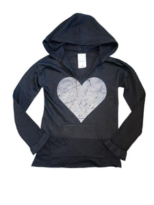 So Nikki girls distressed heart pullover hoodie S(7-8) NEW W/DEFECT