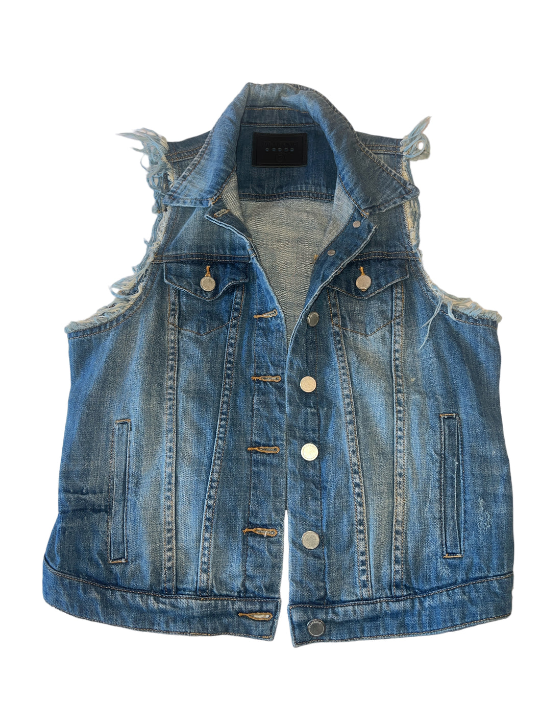 Blank NYC women’s distressed denim jean vest S