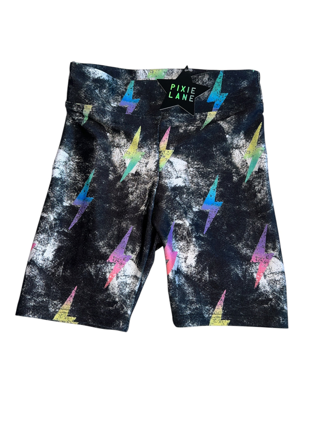 Pixie Lane girls hi shine lightning bolt print biker shorts 7 NEW