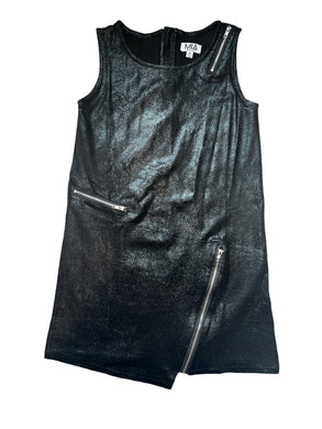 MIA New York girls shimmer faux suede asymmetrical zippers dress M(8-10)