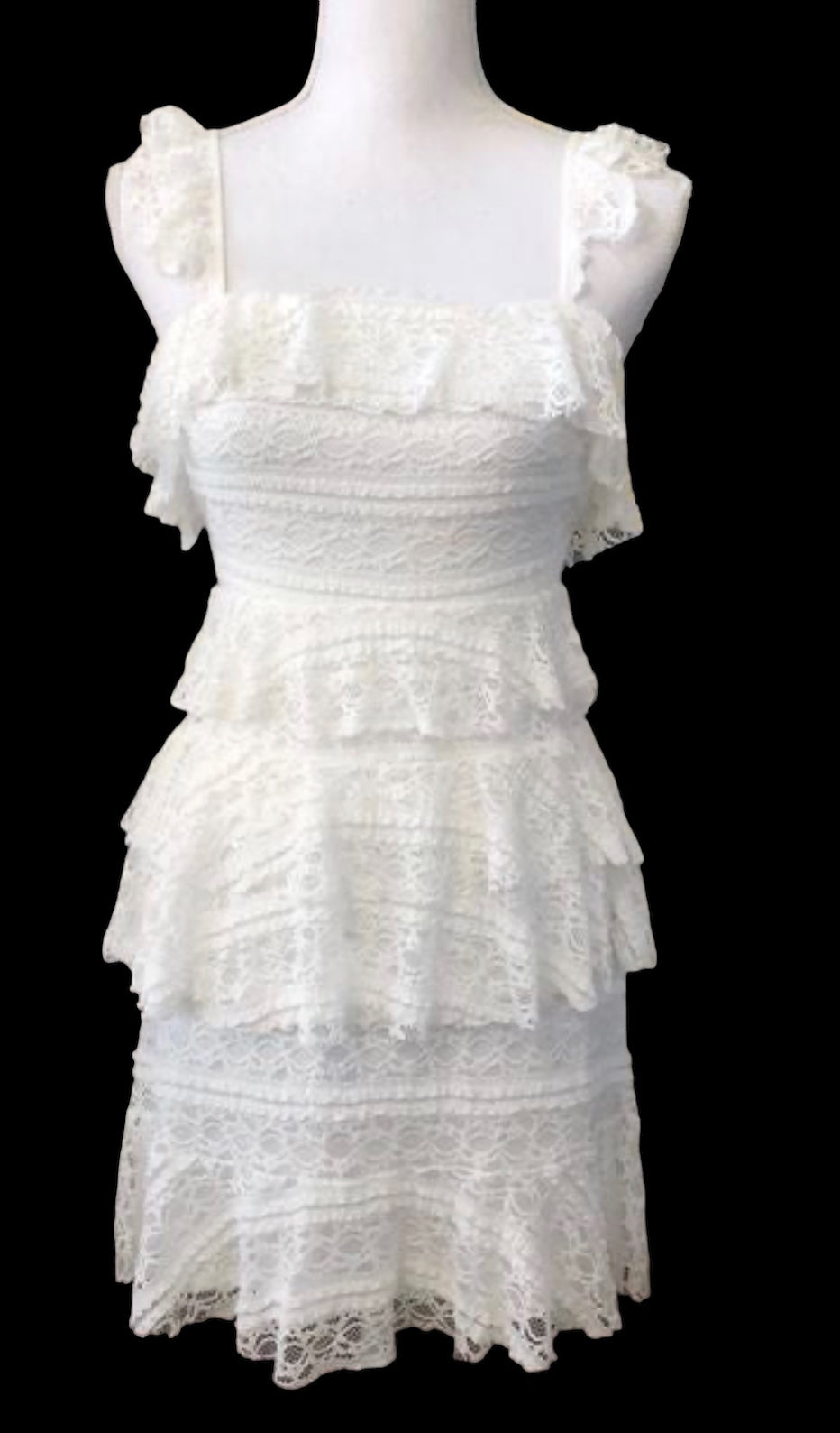 Show Me Your Mumu women’s Tracy Tiered Ruffle lace dress in ivory size S