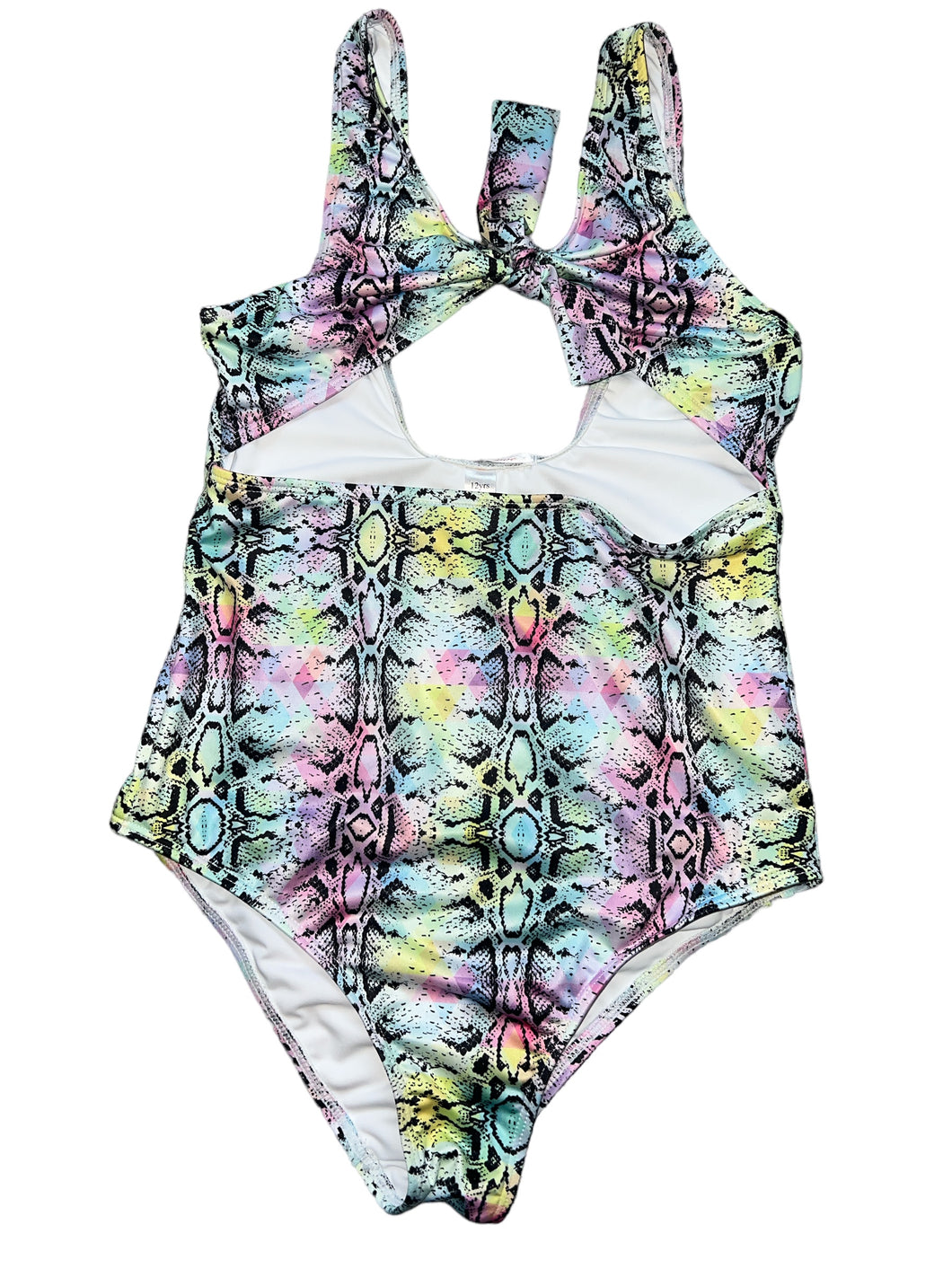 Stella Cove girls pastel snake open belly one-piece swim suit 12