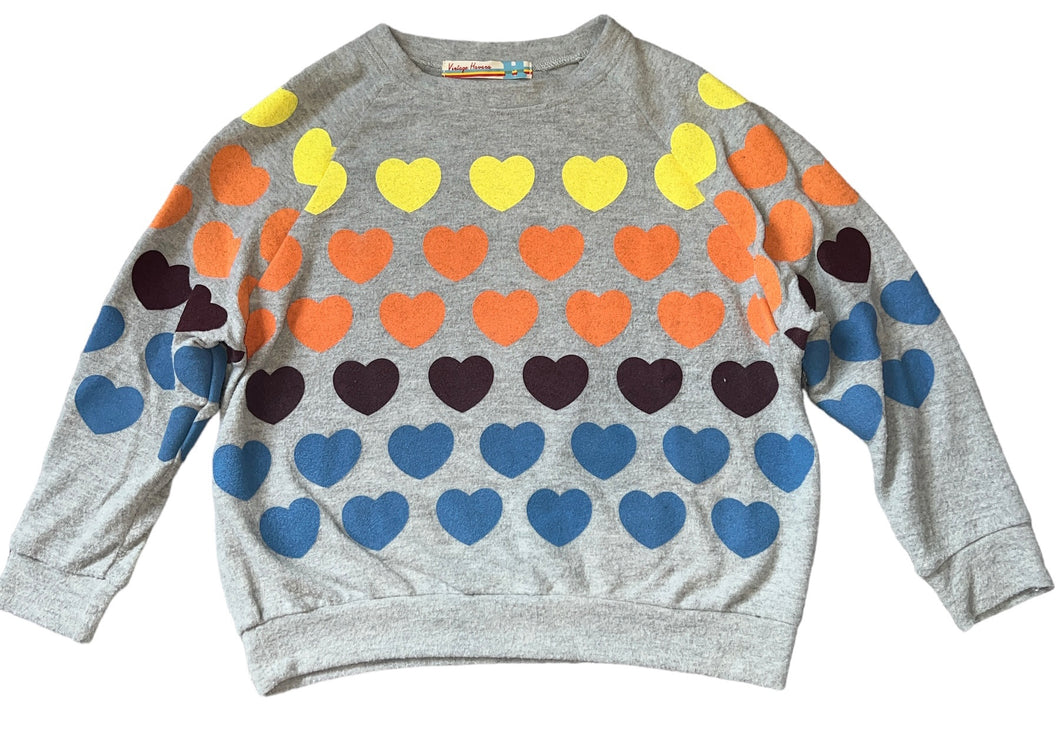 Vintage Havana big girls cozy knit heart print sweater M(10-12)