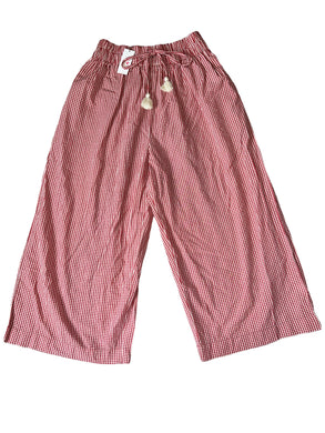 Pink Chicken women’s cropped boho gingham plaid wide leg pants XS NEW