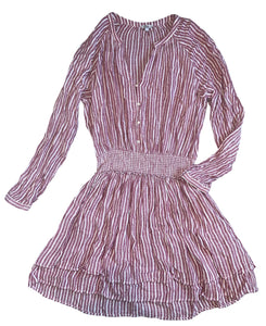 Rails women’s Jasmine linen striped button layered dress L