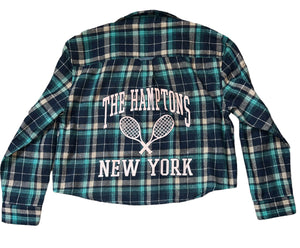 Vintage Havana girls Hamptons New York cropped flannel shirt XL(14-16) NEW