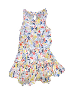 Splendid girls ruffle geometric pattern tank dress 6x