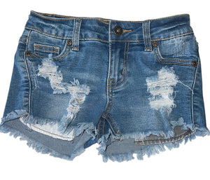 Contraband girls stretchy light medium clean wash ripped cutoff jean shorts 8