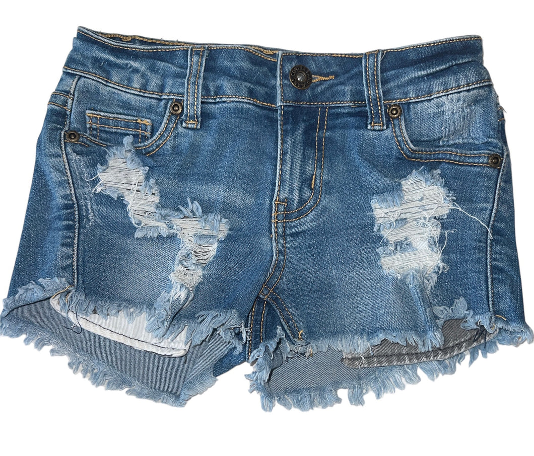 Contraband girls stretchy light medium clean wash ripped cutoff jean shorts 8