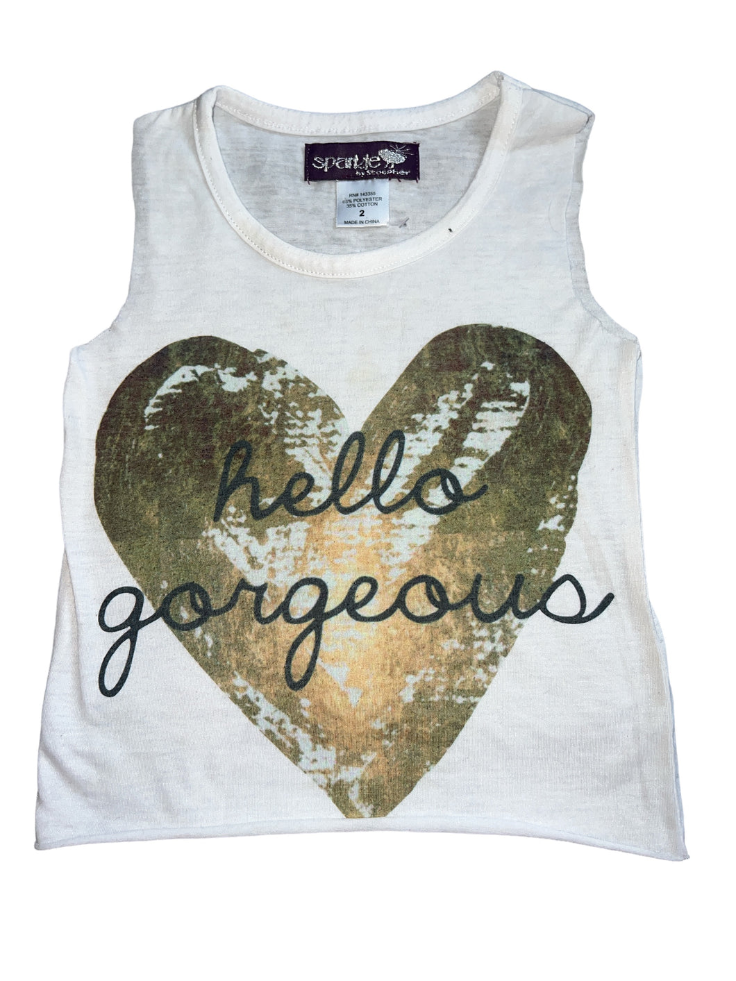 Sparkle By Stoopher toddler girls Hello Gorgeous tank 2T
