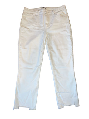Paige denim women’s hi rise Cindy crop straight leg jean in crisp white with destroyed hem 32