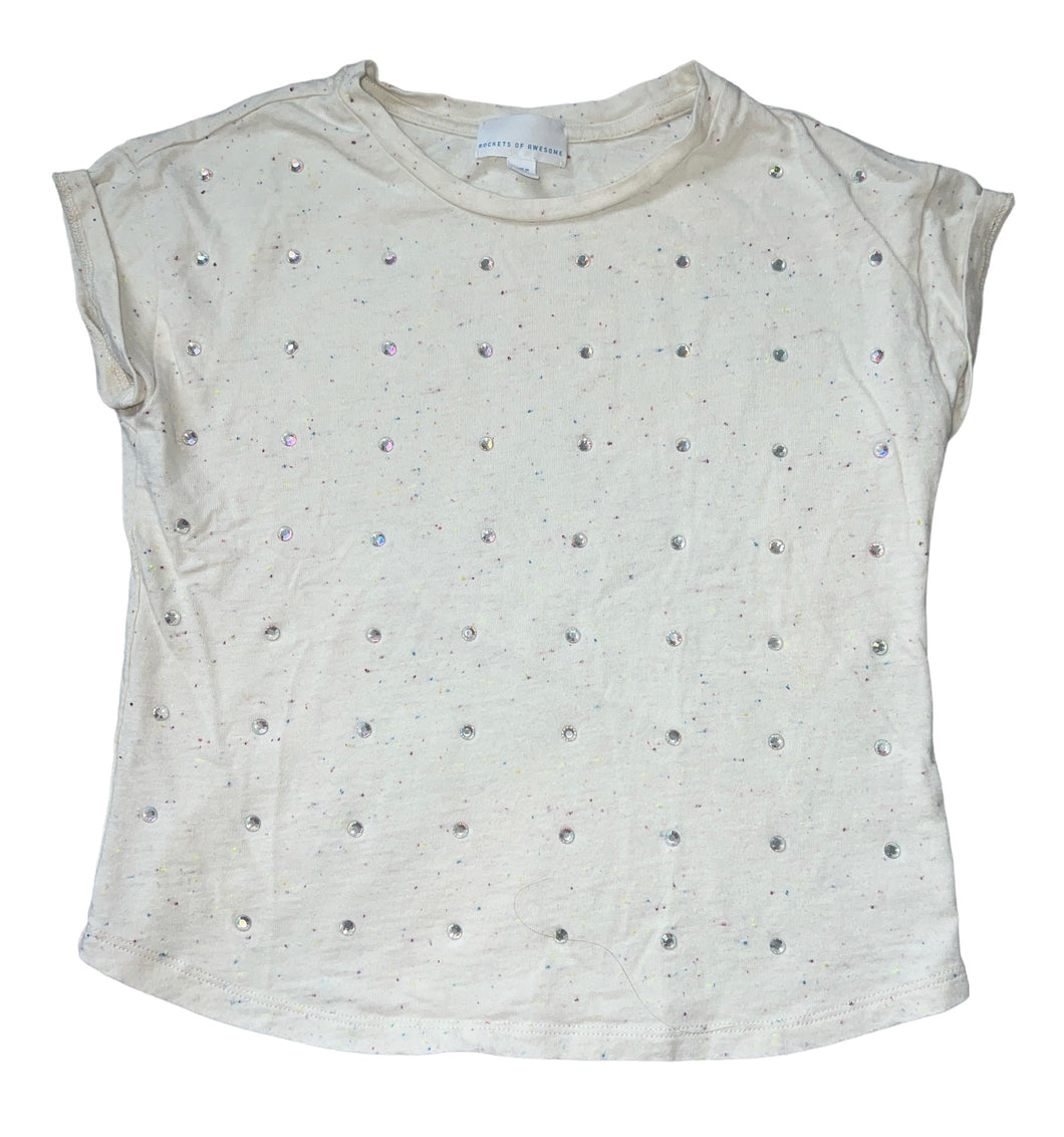 Rockets of Awesome girls rolled sleeve rhinestone tee shirt 8