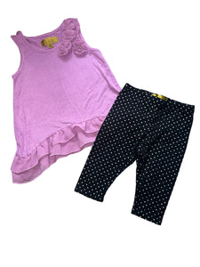 Nicole Miller baby girl 2pc ruffle tank and pants set 12 months