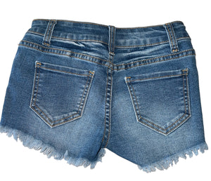 Contraband girls stretchy light medium clean wash ripped cutoff jean shorts 8