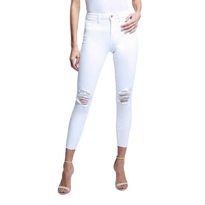 L’Agence women’s Margot hi rise skinny jeans in Blanc Destruct 31