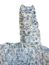 Aqua women’s smocked floral crochet tank dress L