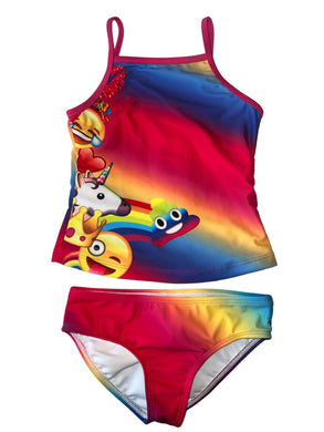 Limeapple swimwear girls 2pc emoji print rainbow tankini 6