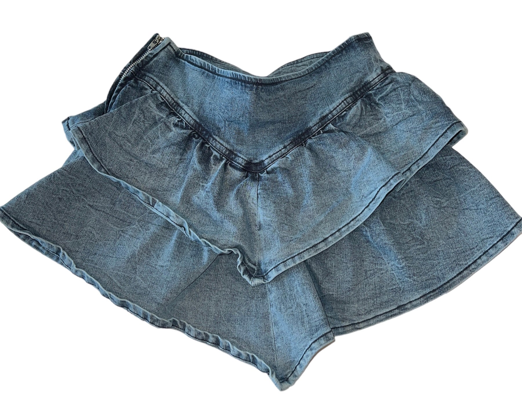 Denim Ruffle Midi Skirt (S) – Shops Silver