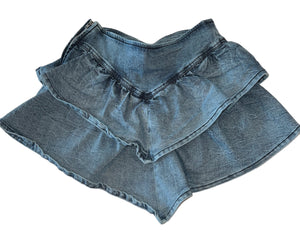 Katie J NYC tween girls Cameron stretch denim ruffle mini skirt XL(14)