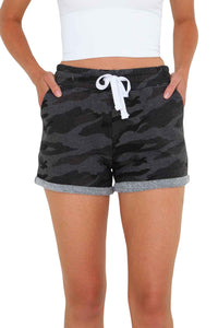 Reflex women’s rolled hem french terry camouflage shorts M NEW