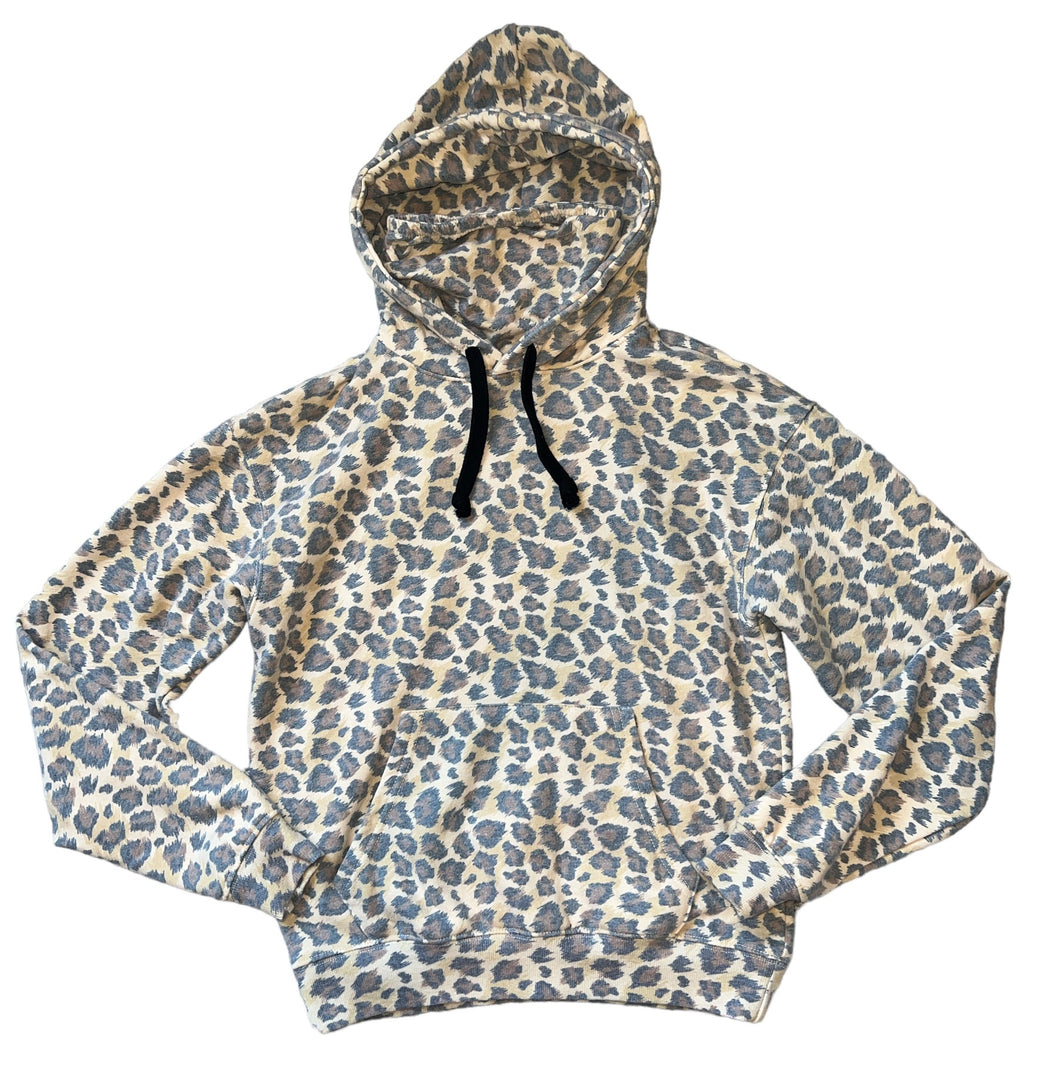 Katie J NYC tween girls leopard print pullover hoodie sweatshirt with mask insert L(12)