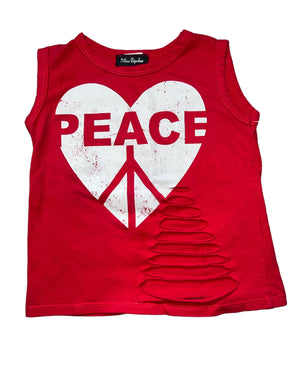 Miss Popular toddler girls slashed Peace and Love tank 4T