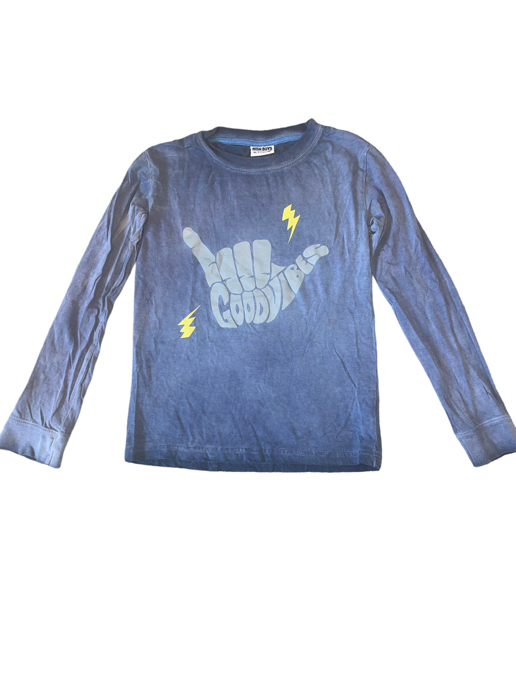 Mish boys bleach dyed Good Vibes Shaka graphic long sleeve top 7