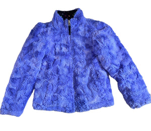 Miss Selfie girls reversible foil heart and fair fur quilter puffer jacket 6