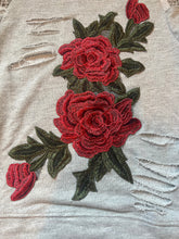 Vintage Havana girls cold shoulder distressed embroidered flower sweatshirt S(7-8)