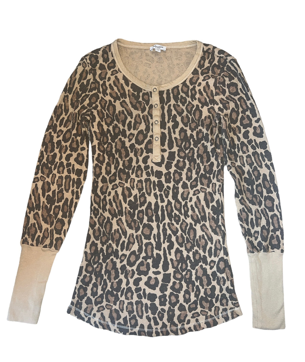 Splendid women’s leopard thermal henley tunic top XS