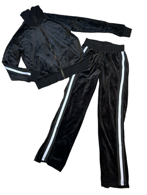 Katie J NYC girls 2pc velour zippered track jacket & pants set  L(12)